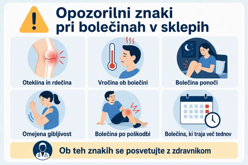 opozorilni znaki pri sklepnih bolečinah