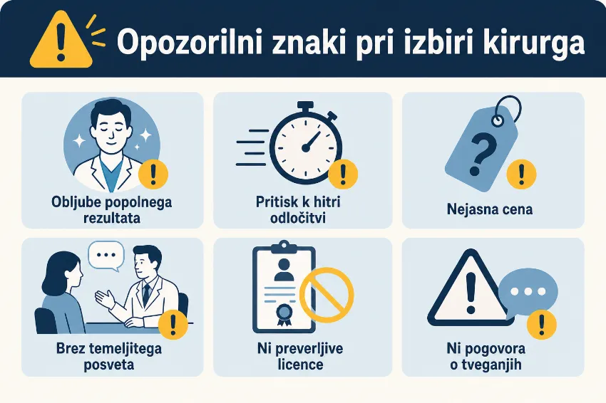 opozorilni znaki pri izbiri estetskega kirurga