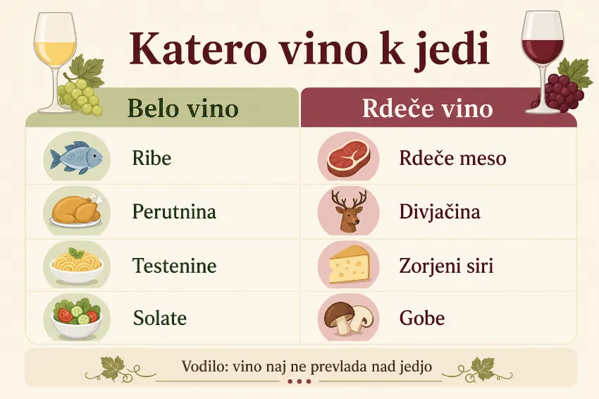 preglednica kombiniranja vina in jedi