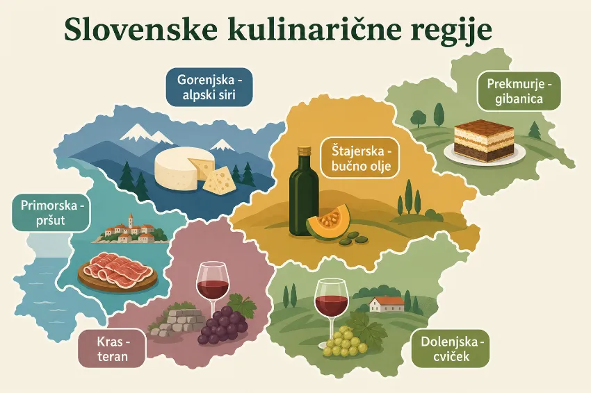 pregled slovenskih kulinaričnih regij